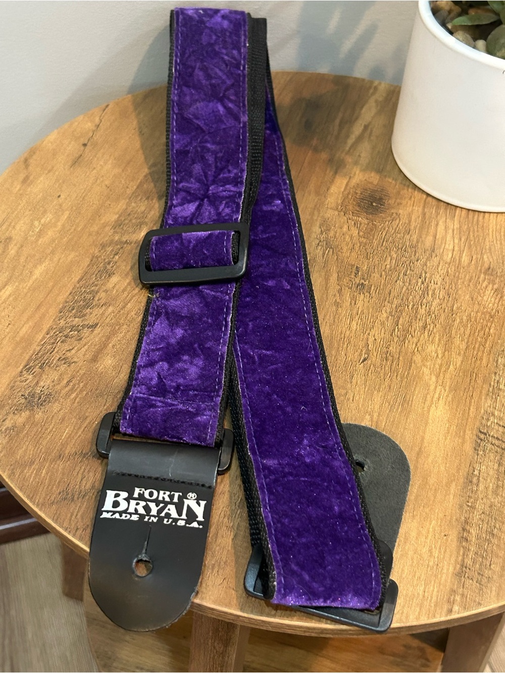 Fort Bryan USA Purple Crushed Velvet Adjustable Guitar Strap Made in USA